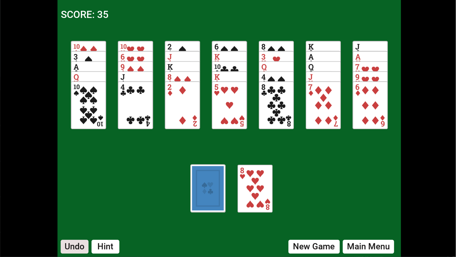 Screenshot of Golf Solitaire Simple - Golf Solitaire board layout